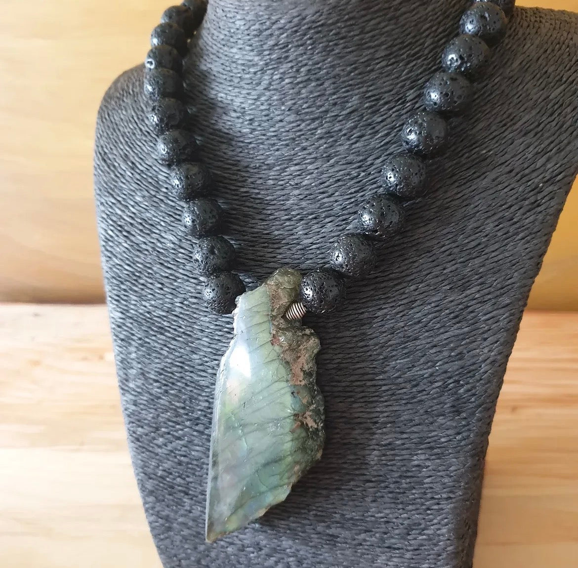 Lava/Labradorit Collier mit 925 Silber