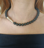Lavastein Collier mit 925 Silber