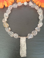 Collier aus Bergkristall mit Silberplatte 925