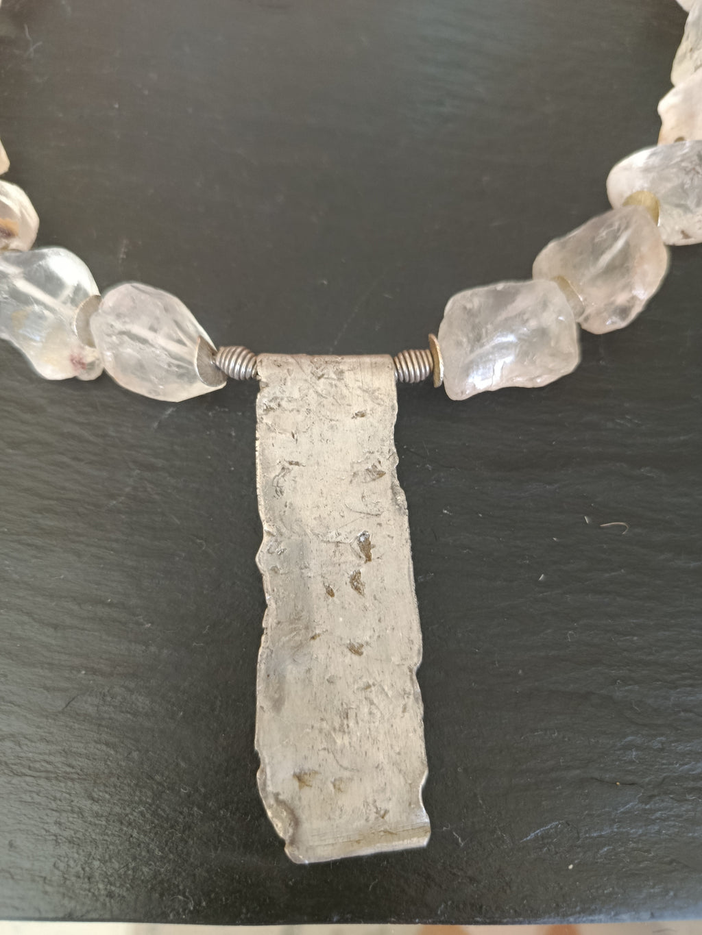 Collier aus Bergkristall mit Silberplatte 925