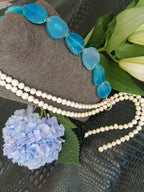 Süsswasserperlen/Achat Collier mit 925 Silber