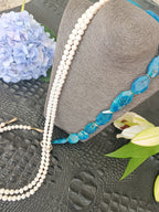 Achat/Süsswasserperlen, 925 Silber, langes Collier