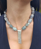 Labradorit Collier mit 925 Silberplatte