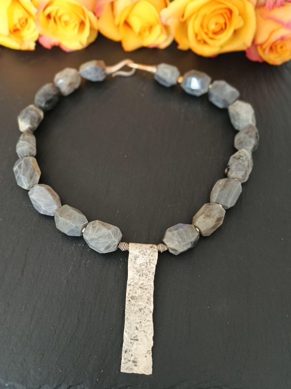 Labradorit Collier mit 925 Silberplatte
