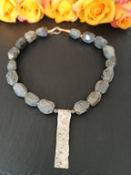 Labradorit Collier mit 925 Silberplatte
