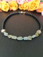 Aquamarin/Lava Collier mit 925 Silber