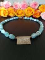 Larimar Collier mit Silberplatte 925