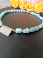 Larimar Collier mit Silberplatte 925