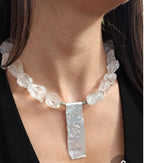 Collier aus Bergkristall mit Silberplatte 925