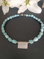 Larimar Collier mit Silberplatte 925