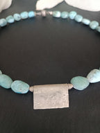 Larimar Collier mit Silberplatte 925